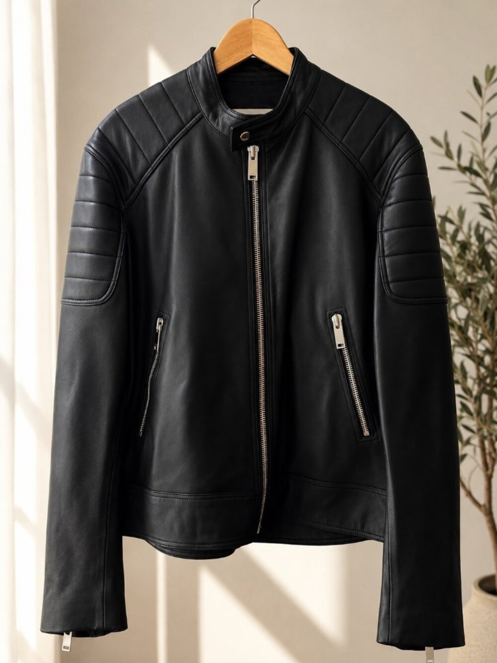 Sandro H17 Biker Lambskin Leather Jacket XL | Black | MSRP $1,490